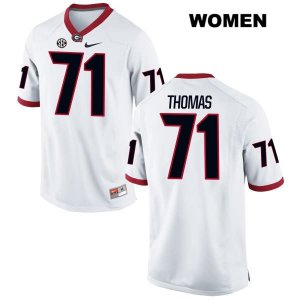 Women's Georgia Bulldogs NCAA #71 Andrew Thomas Nike Stitched White Authentic College Football Jersey YBV1354YE